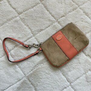 Coach | Signature Peach Leather Stripe | Wristlet